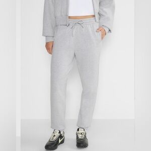 Aritzia TNA Cozy Fleece Boyfriend Sweatpant Size Large Short in Heather Chrome